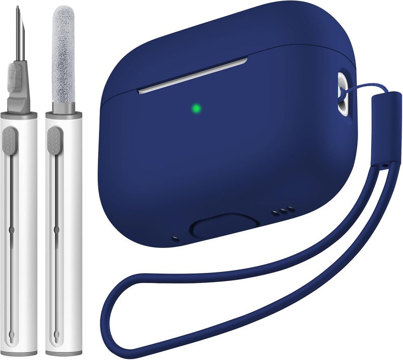 Tandoler Compatible with Airpods Pro 2 Case, Soft Silicone Skin Cover Protective Cases with Cleaner kit and Lanyard Compatible for AirPod Pro 2nd Generation, Front LED Visible - Diamond Blue - Image 1